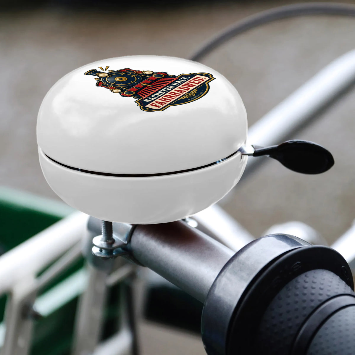 Lustige Fahrradklingel für Zugfans mit Lokomotive