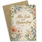 Elegante Glückwunschkarte zum Namenstag mit Wildblumen|p:2021107|h:f17fbac64511f742071bf1b903ea52db