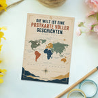 Nostalgische Postkarte mit Weltkarte für Weltenbummler|p:2021109|h:1e2955984b310f82cd64e28748ed0d11