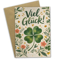 Optimistische Grußkarte für viel Glück mit Kleeblatt