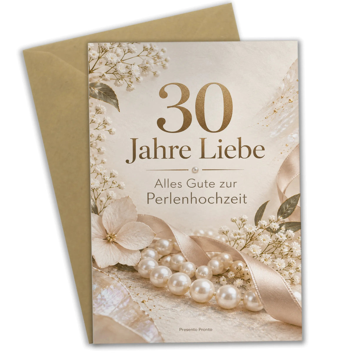 Elegante Glückwunschkarte zur Perlenhochzeit mit Perlen