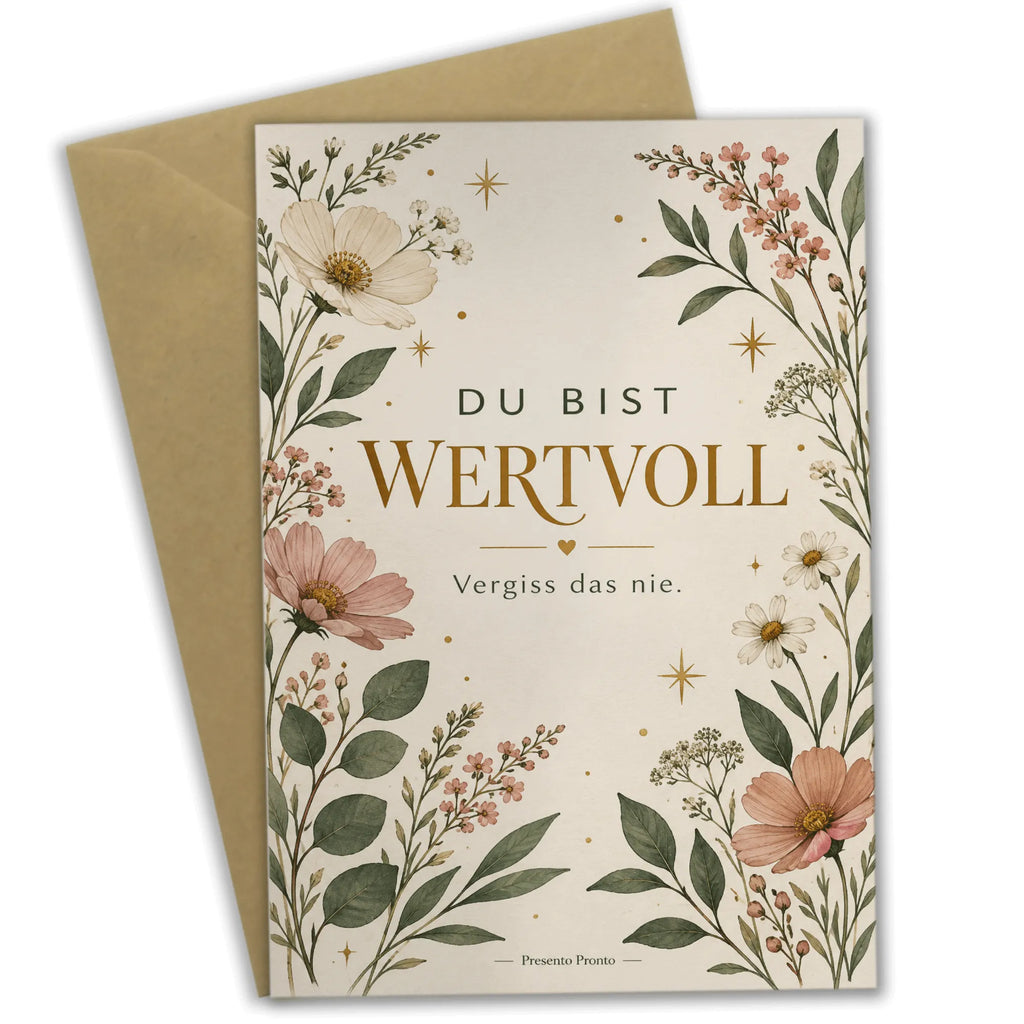 Wertschätzende Grußkarte Du bist wertvoll mit Wildblumen|p:2021117|h:4e214830700ebb975ce9c40b55a953d1