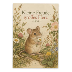 Herzliche Postkarte mit Maus für kleine Freuden
