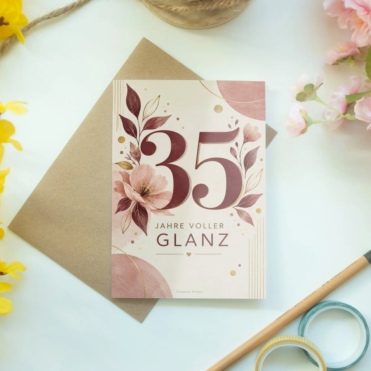 Elegante Geburtstagskarte zum 35. Geburtstag mit Zahl 35