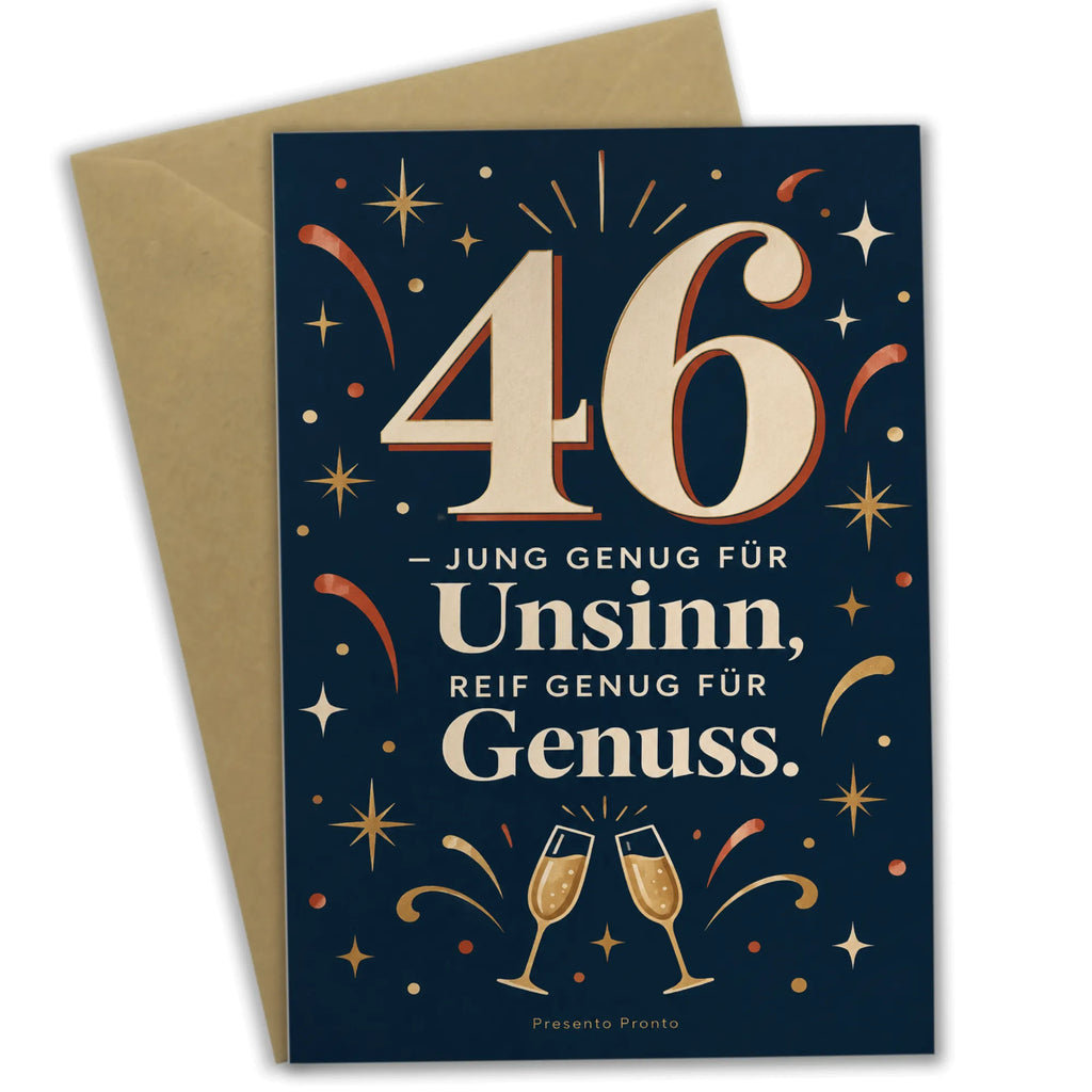 Lustige Karte zum 46. Geburtstag mit Zahl 46 in Dunkelblau|p:2021124|h:76dad75cdc02b544303654f9401be192