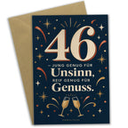 Lustige Karte zum 46. Geburtstag mit Zahl 46 in Dunkelblau|p:2021124|h:76dad75cdc02b544303654f9401be192