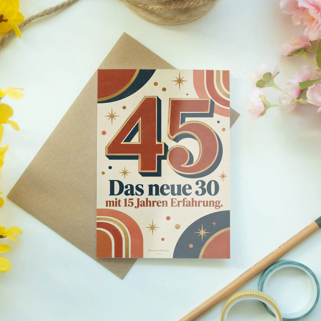 Lustige Geburtstagskarte zum 45. Geburtstag mit Zahl 45|p:2021127|h:b8f9b4c6f59164ef31d45d6954e79ad4