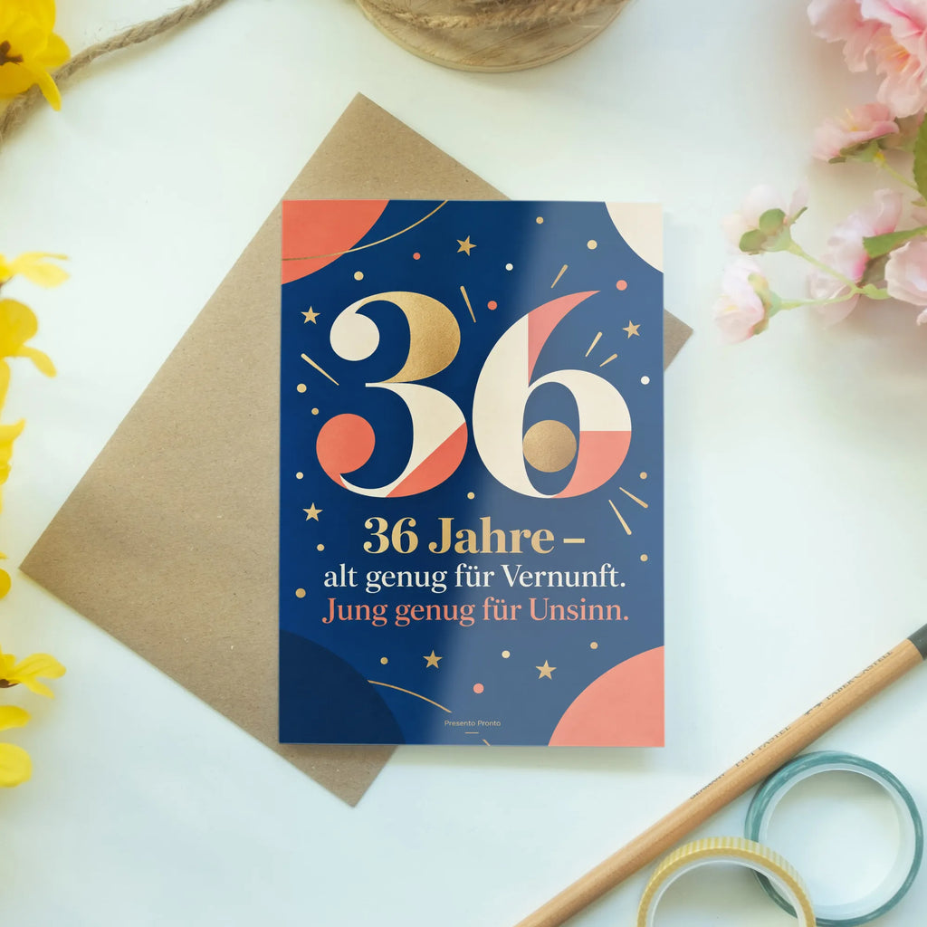 Lustige Geburtstagskarte zum 36. Geburtstag mit Zahl 36|p:2021128|h:cb2f9a378e7b53f3d8dca2b7e542533e