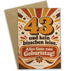 Lustige Geburtstagskarte zum 43. Geburtstag mit Retrostrahlen|p:2021129|h:d2018d6d5538fdc296afd895ccb2ffff