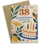 Lustige Geburtstagskarte zum 38. Geburtstag mit Kuchen|p:2021133|h:81e4d525ae7e66bf12727557e52746ff