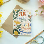 Lustige Geburtstagskarte zum 38. Geburtstag mit Kuchen|p:2021133|h:a59acc6f1a74153a197e67fd79f64f95