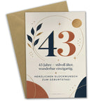 Elegante Geburtstagskarte zum 43. Geburtstag mit goldener 43|p:2021134|h:cd58484544d1517e93d83cd361c60096