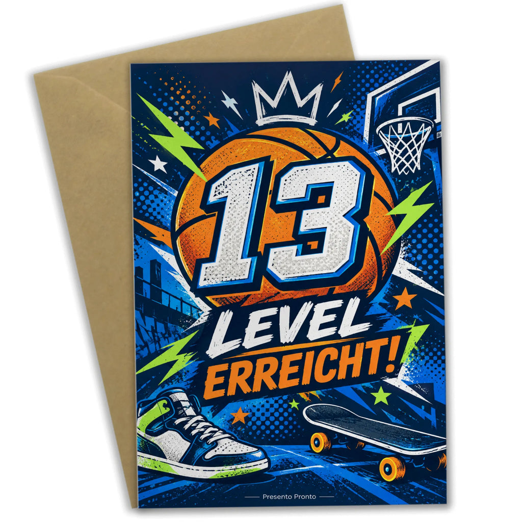Coole Geburtstagskarte zum 13. Geburtstag mit Basketball|p:2021139|h:0fefce3c4021a8c5a9e29870215b456d