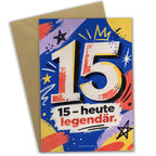 Coole Geburtstagskarte zum 15. Geburtstag mit Zahl 15|p:2021140|h:8d446c241fc27f47ebf82778cf09d553