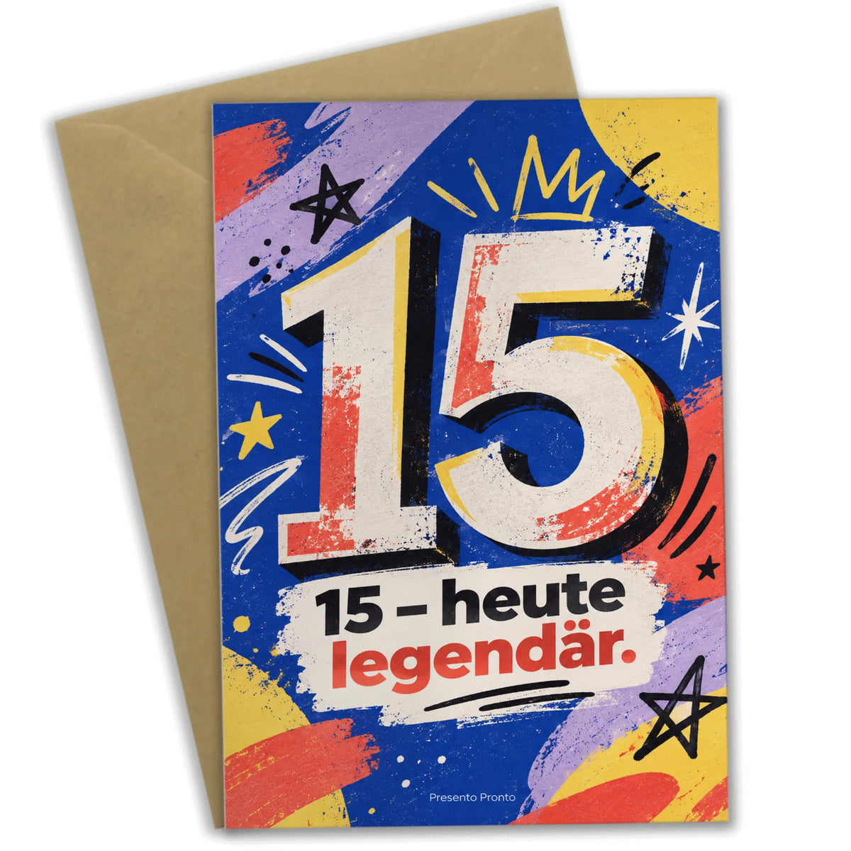 Coole Geburtstagskarte zum 15. Geburtstag mit Zahl 15