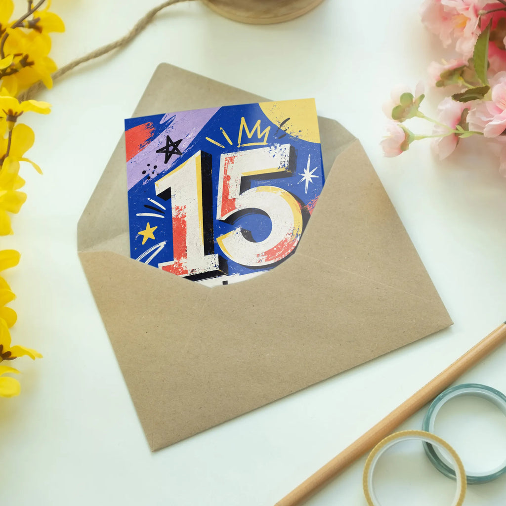 Coole Geburtstagskarte zum 15. Geburtstag mit Zahl 15|p:2021140|h:46cd6295e5003dd9667336f93aa22458