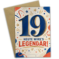 Lustige Geburtstagskarte zum 19. Geburtstag mit großer Zahl 19