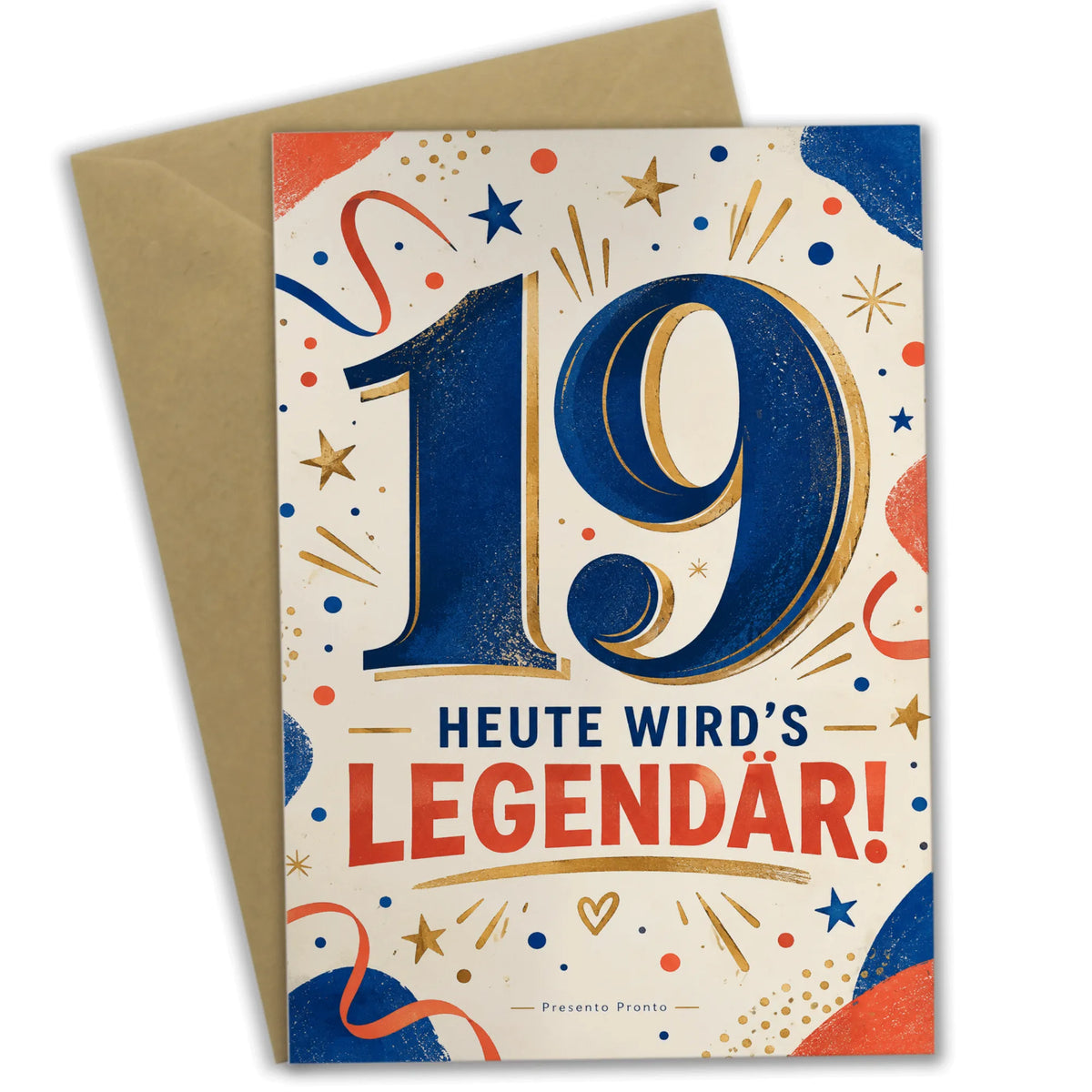 Lustige Geburtstagskarte zum 19. Geburtstag mit großer Zahl 19