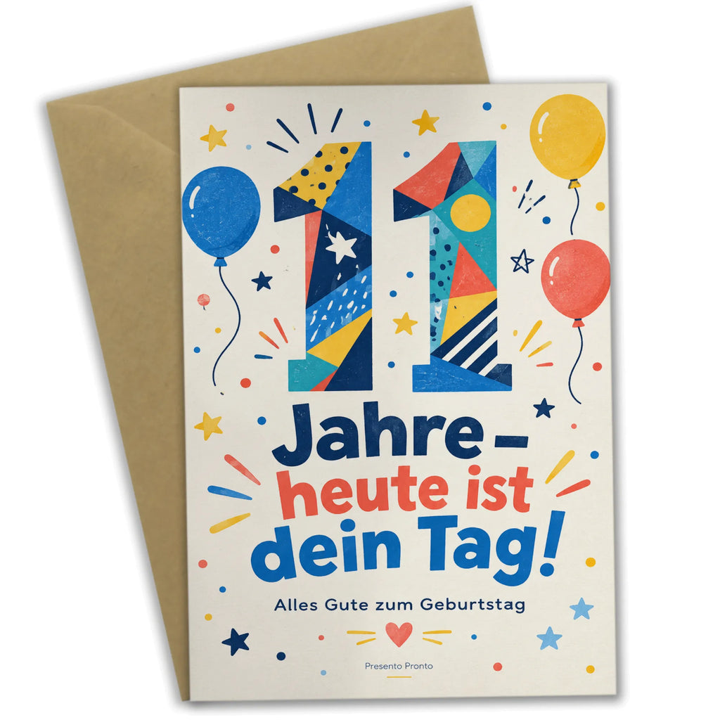 Fröhliche Geburtstagskarte zum 11. Geburtstag mit bunter Zahl 11|p:2021145|h:e4bae9ebdd7a20bcf935761220543de5