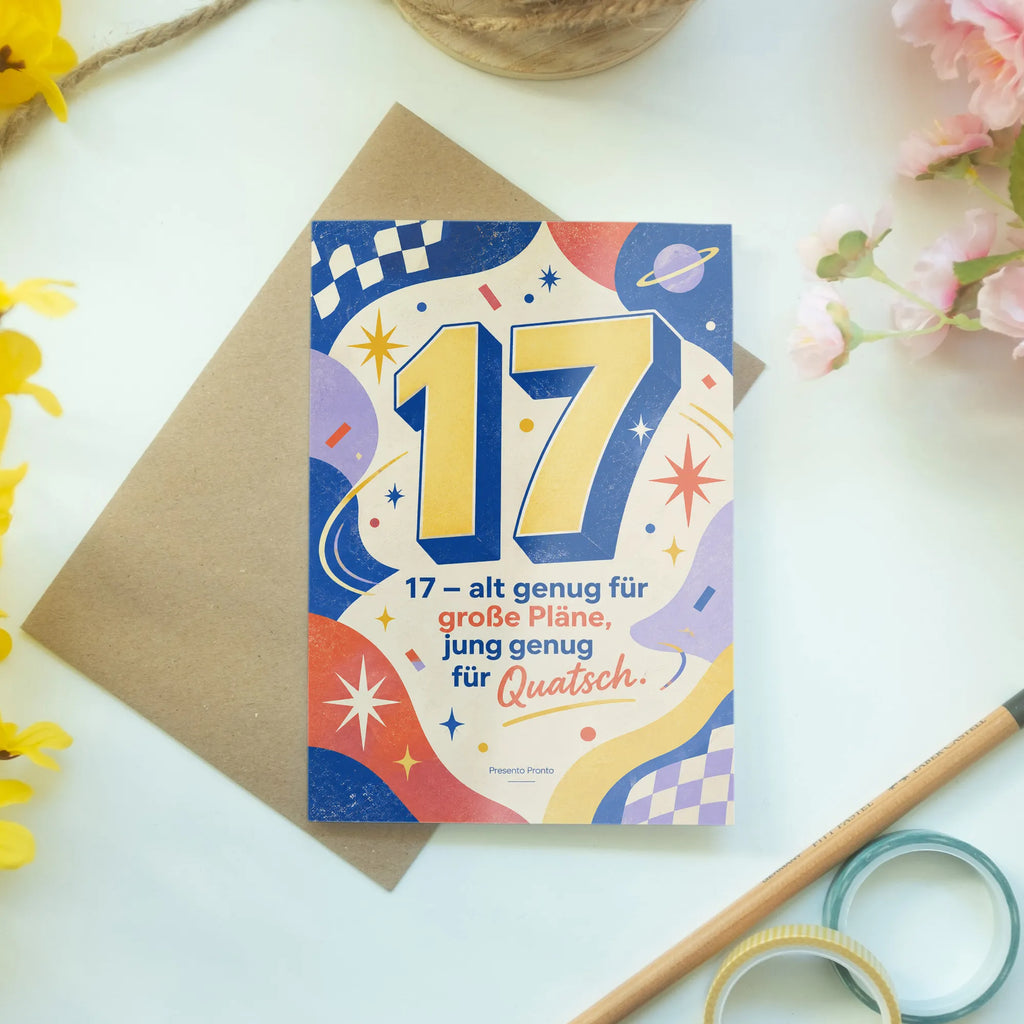 Lustige Geburtstagskarte zum 17. Geburtstag mit Zahl 17|p:2021147|h:2a6194572fa5ada5a22d02e1cadd974f