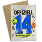 Coole Geburtstagskarte zum 14. Geburtstag mit Smiley|p:2021148|h:1d08756fe655590296668f37acabbd5d