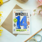 Coole Geburtstagskarte zum 14. Geburtstag mit Smiley|p:2021148|h:ec5bb9c6b8108b334d17916b1b1072c5