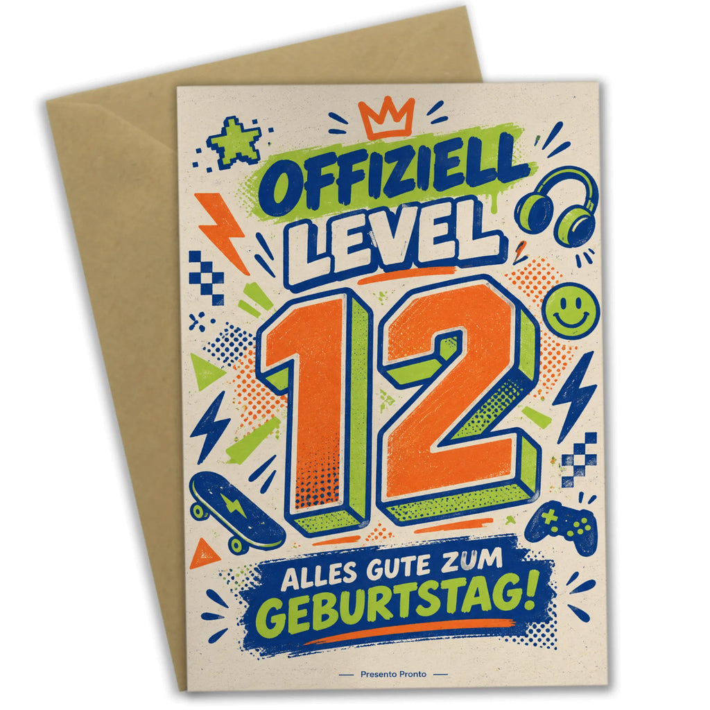 Coole Geburtstagskarte zum 12. Geburtstag mit Level 12|p:2021149|h:499aac46965cf6080636fa6d0233366e