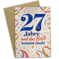 Elegante Geburtstagskarte zum 27. Geburtstag mit goldblauer 27