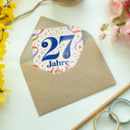 Elegante Geburtstagskarte zum 27. Geburtstag mit goldblauer 27|p:2021154|h:d1259ea2f6314fc7c2ebc8d4a1358641