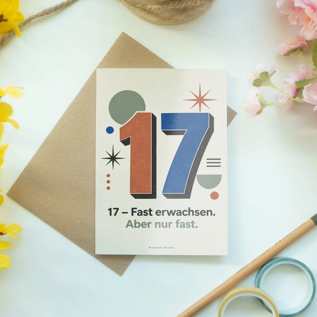Lustige Geburtstagskarte zum 17. Geburtstag mit Zahl 17|p:2021155|h:978c972dc8531f4c45141e156ee19394