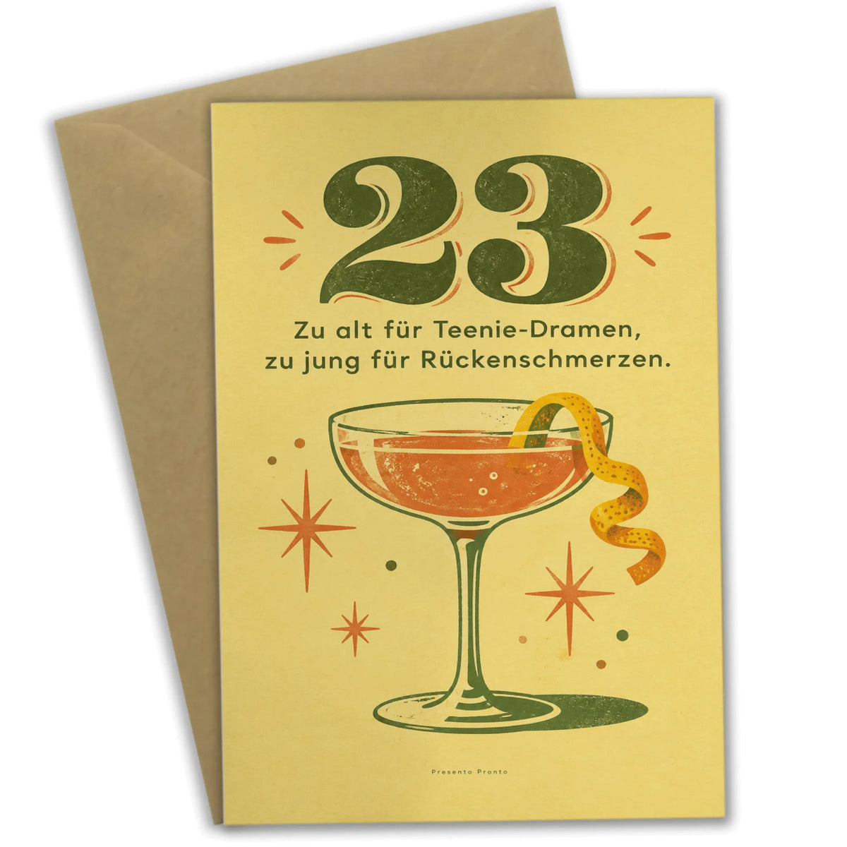 Lustige Geburtstagskarte zum 23. Geburtstag mit Cocktailglas