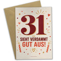Lustige Geburtstagskarte zum 31. Geburtstag mit großer Zahl 31