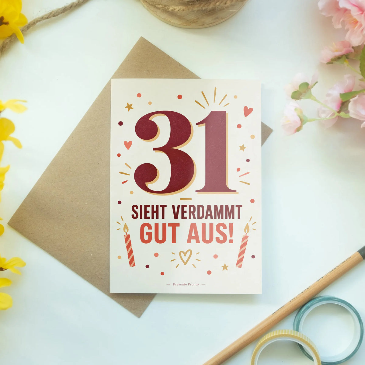 Lustige Geburtstagskarte zum 31. Geburtstag mit großer Zahl 31