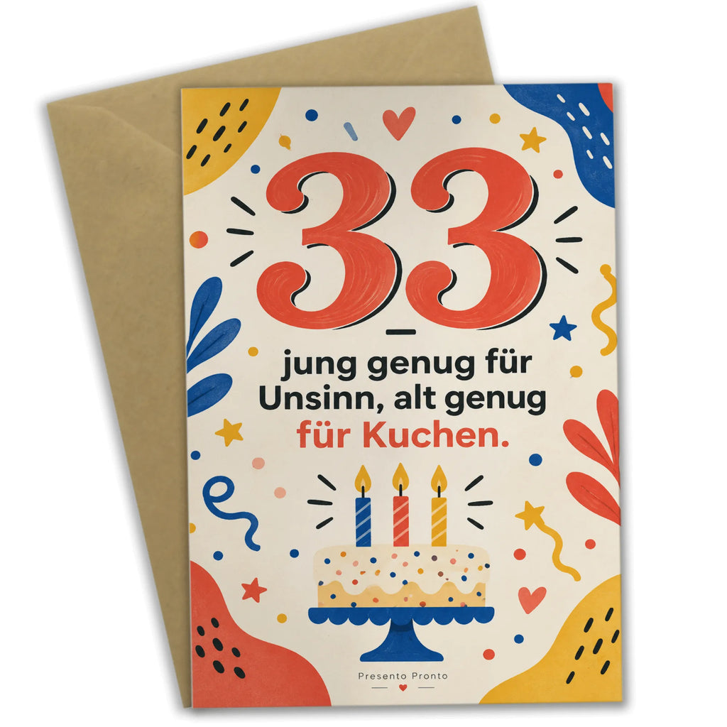 Lustige Geburtstagskarte zum 33. Geburtstag mit Konfetti|p:2021162|h:549e781bd687947eeb7c4dd51d4f43d5