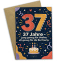 Lustige Geburtstagskarte zum 37. Geburtstag mit Zahl 37