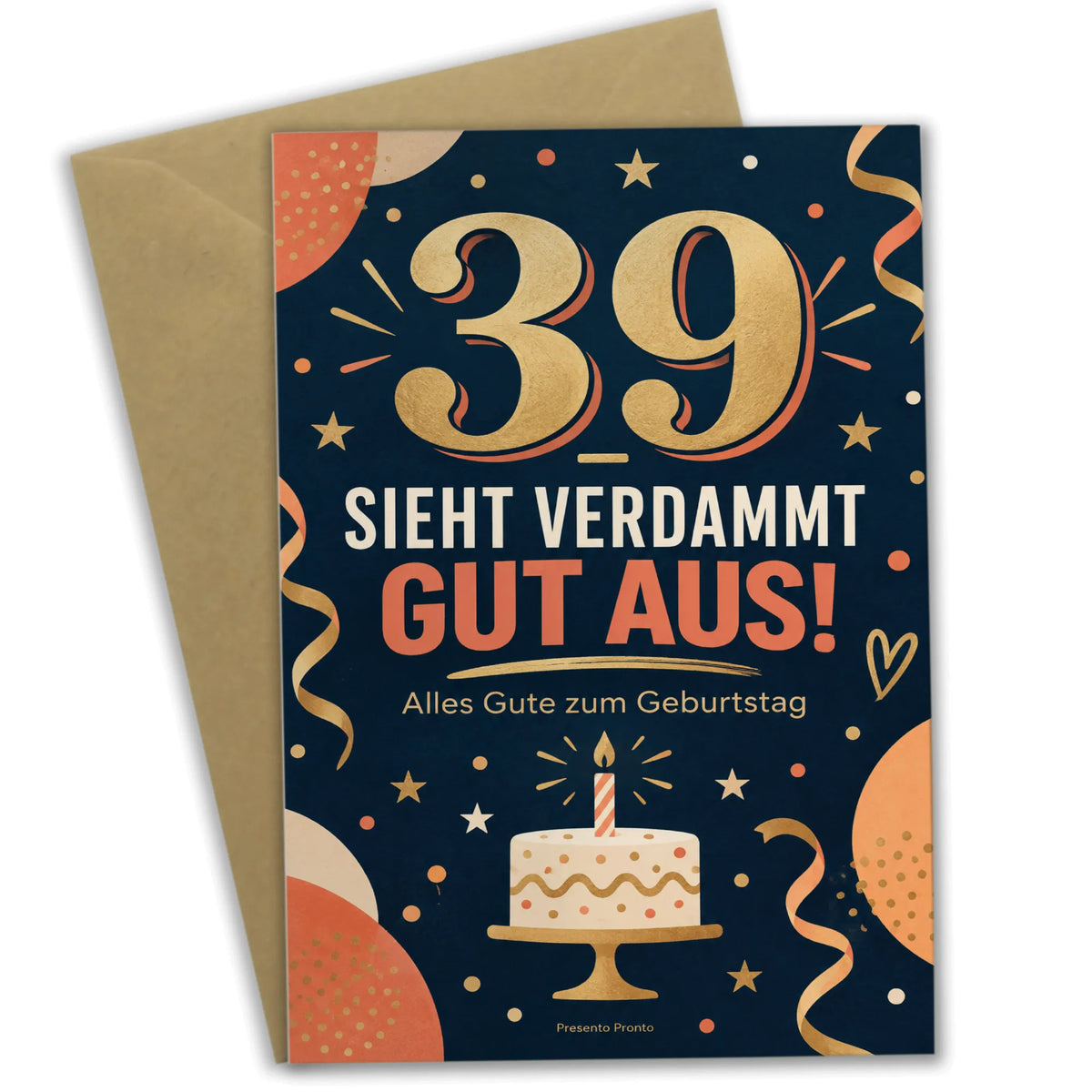 Lustige Geburtstagskarte zum 39. Geburtstag mit großer Zahl 39