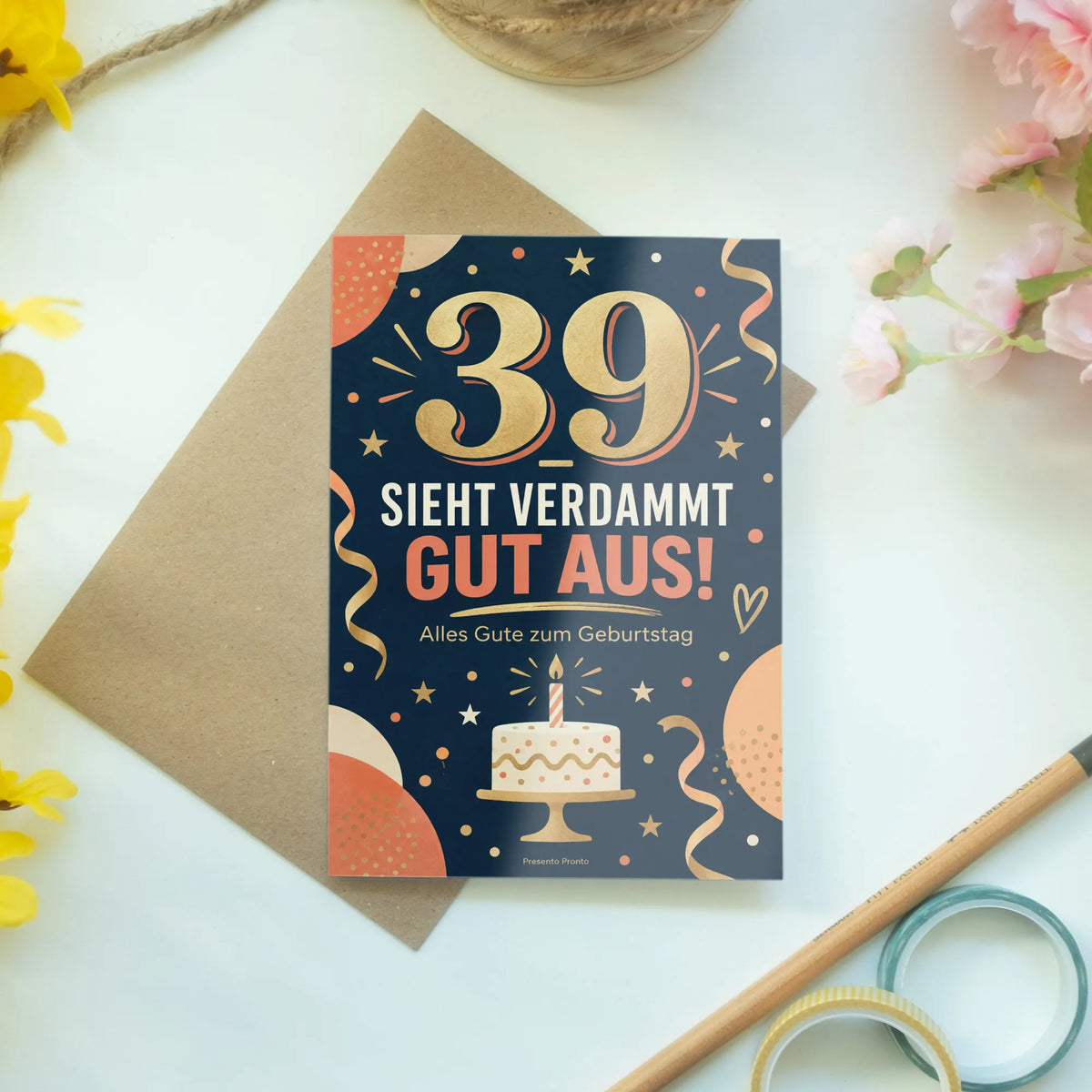 Lustige Geburtstagskarte zum 39. Geburtstag mit großer Zahl 39