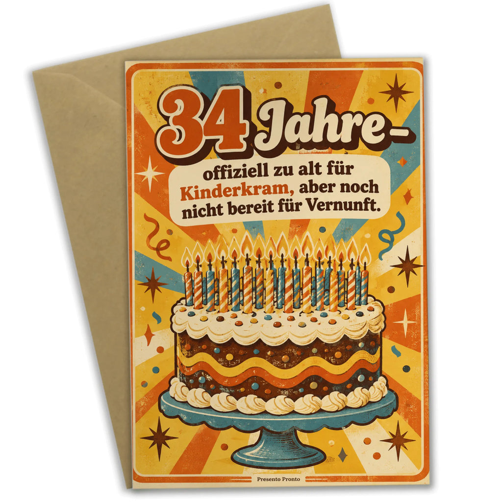 Lustige Geburtstagskarte zum 34. Geburtstag mit Kuchen|p:2021169|h:d61754d2931ff152cfd7e3ab9879442c
