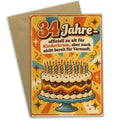 Lustige Geburtstagskarte zum 34. Geburtstag mit Kuchen