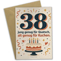 Lustige Karte zum 38. Geburtstag mit Zahl 38