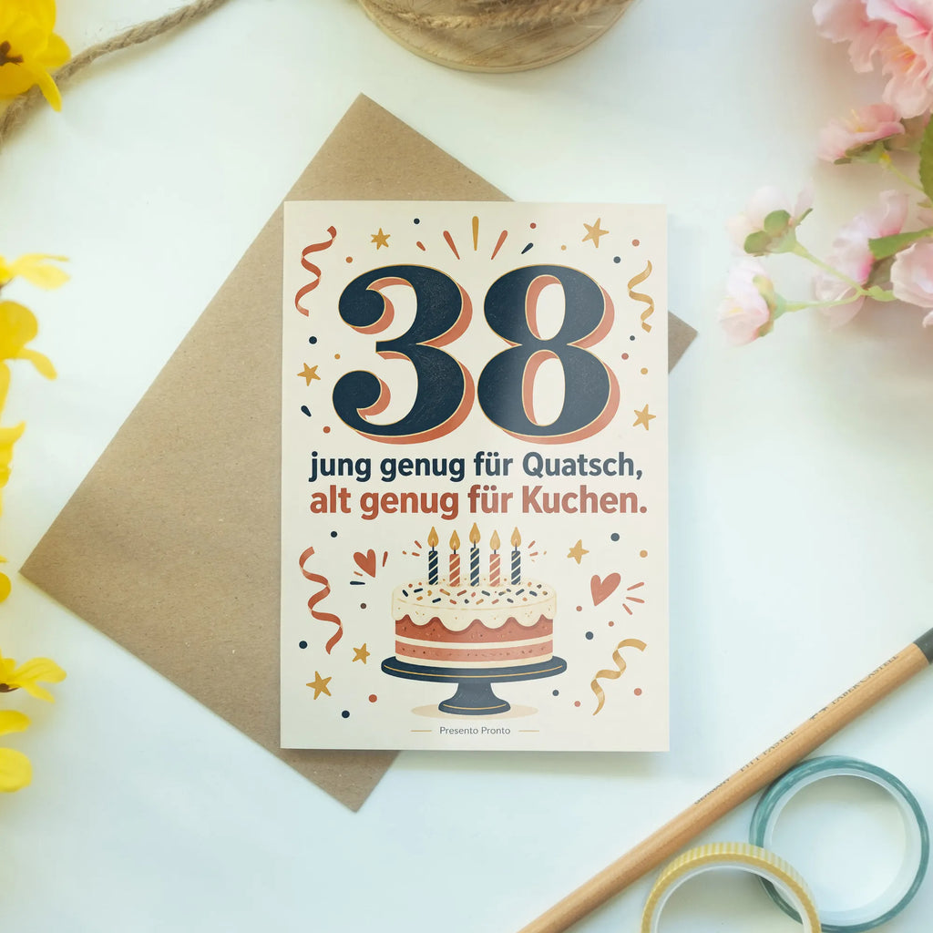Lustige Karte zum 38. Geburtstag mit Zahl 38|p:2021172|h:83492a72689066784a43014c609c1855