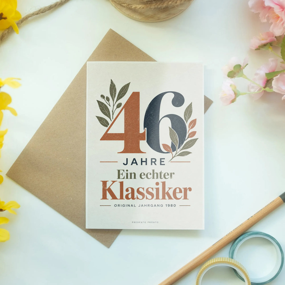 Retro Geburtstagskarte zum 46. Geburtstag Jahrgang 1980