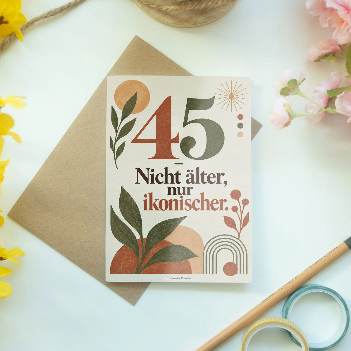 Lustige Geburtstagskarte zum 45. Geburtstag mit großer Zahl 45