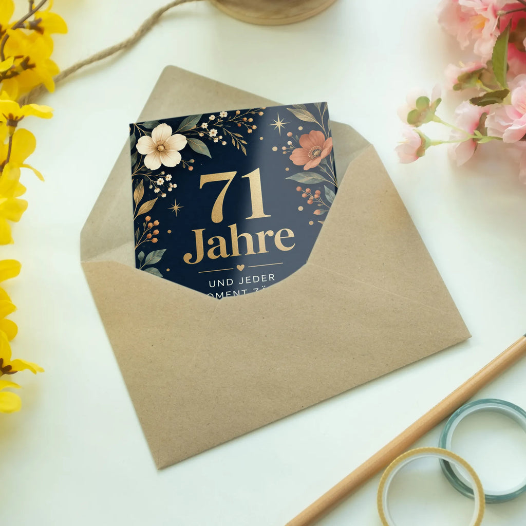 Elegante Geburtstagskarte zum 71. Geburtstag mit Blumen|p:2021182|h:b6db99e7b9a15d163a4388733bd578cb