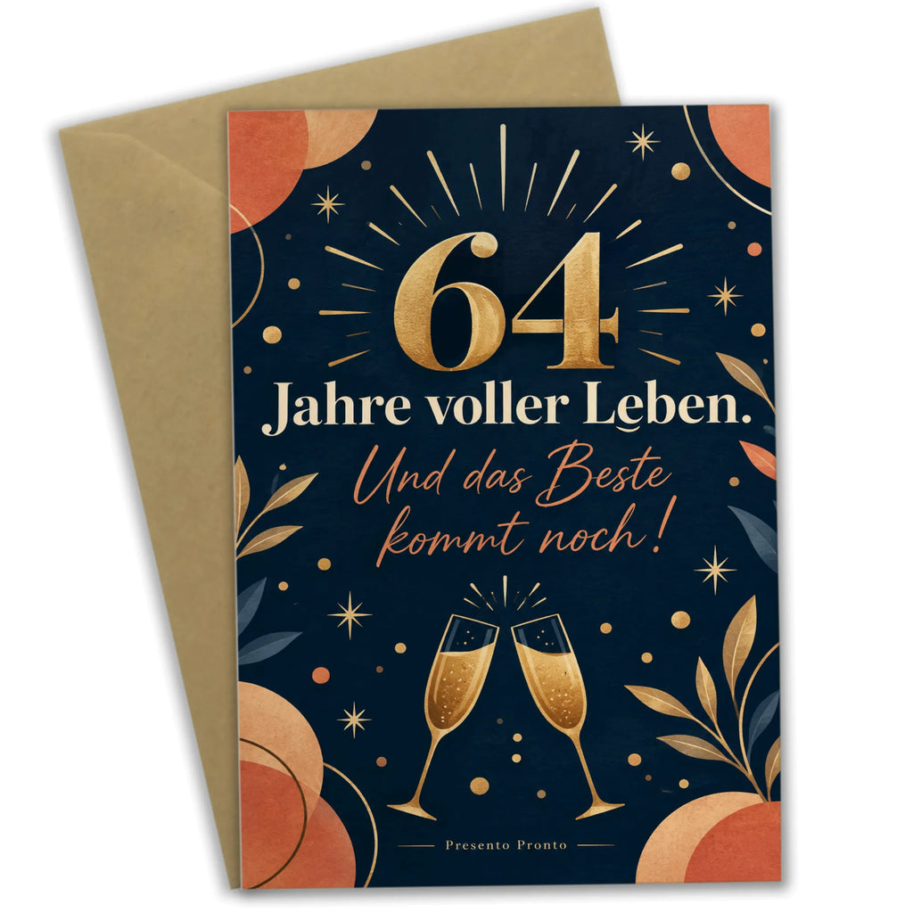 Elegante Geburtstagskarte zum 64. Geburtstag mit Champagnergläsern|p:2021183|h:46b5008d544b2e37de69b250695ae9f8