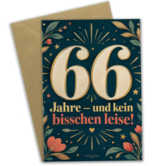 Elegante Geburtstagskarte zum 66. Geburtstag mit goldener 66