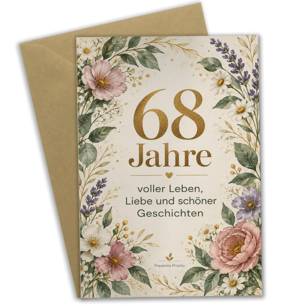 Elegante Geburtstagskarte zum 68. Geburtstag mit Blumen|p:2021187|h:c24f589a15708f5403d4396dde0bb8eb
