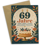 Festliche Geburtstagskarte zum 69. Geburtstag mit goldenen Zahlkerzen|p:2021190|h:89ac6e36a8e57eeb59992f898e186dbf
