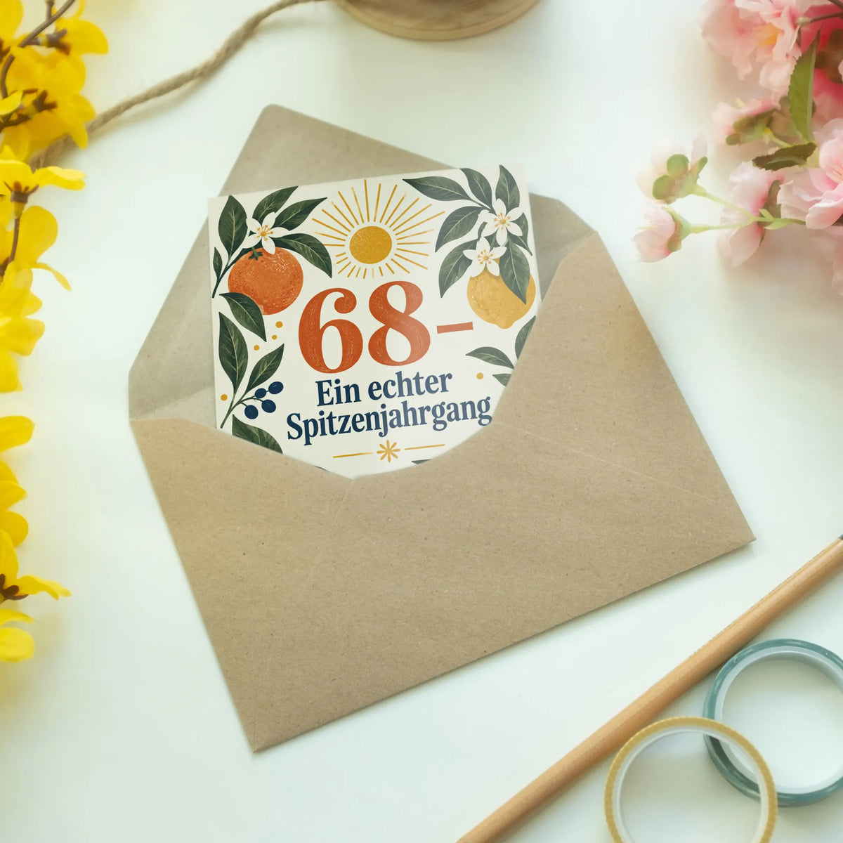 Fröhliche Geburtstagskarte zum 68. Geburtstag Spitzenjahrgang