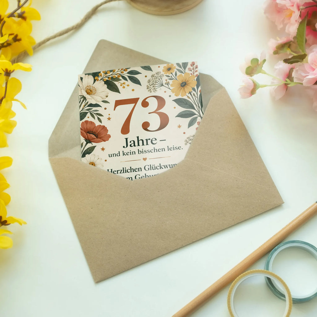 Lustige Geburtstagskarte zum 73. Geburtstag mit Wildblumen|p:2021195|h:e66947218c0d37bcb54e6d0e90ef1791